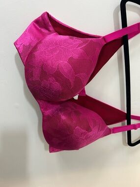 Cacique Fuchsia Floral Lace T-Shirt Bra